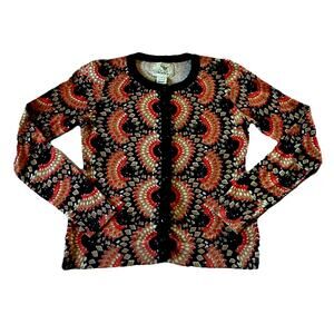 Tabitha Anthropologie Womens Odval Geometric Print Cardigan Sweater Size Small S